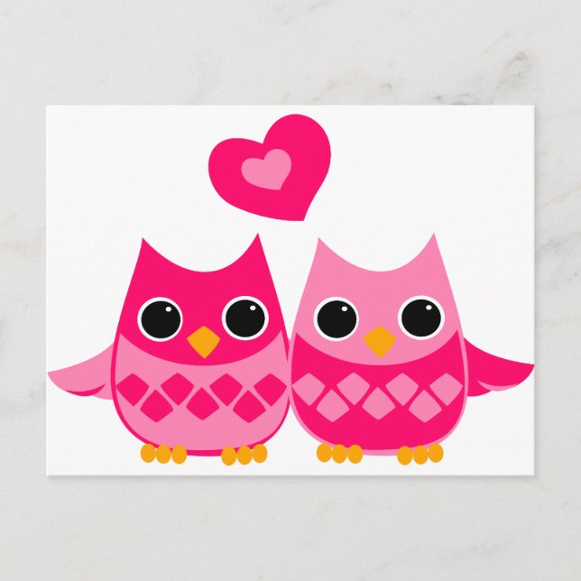 Carte Postale Chouettes d'amour douces (Devant)