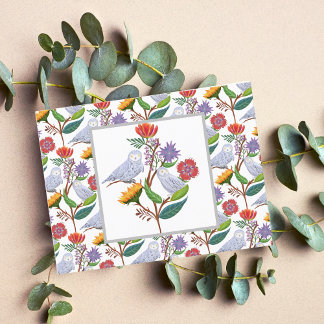 Carte Postale Chouettes De Style William Morris Élégantes Avec F