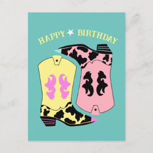 Carte Postale Chowgirl branchée Western Boots Ranch Cowboy Anniv