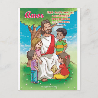 Carte postale chrétienne - Jésus et les enfants