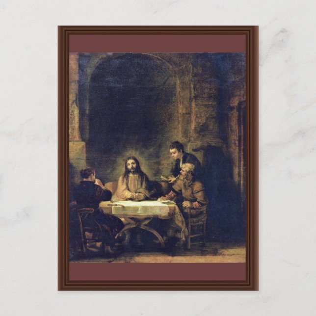 Carte Postale Christ À Emmaüs Par Rembrandt Harmensz. Van Rijn (Devant)
