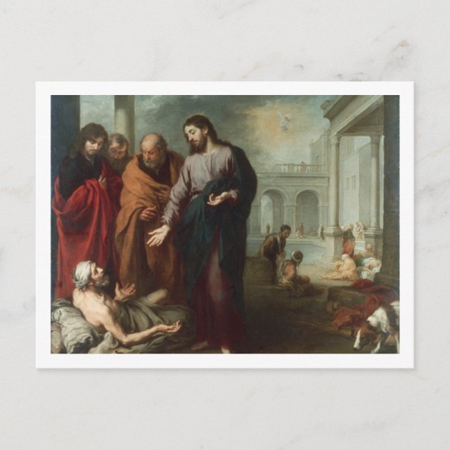 Carte Postale Christ à la piscine de Bethesda, 1667-70 (huile su (Devant)