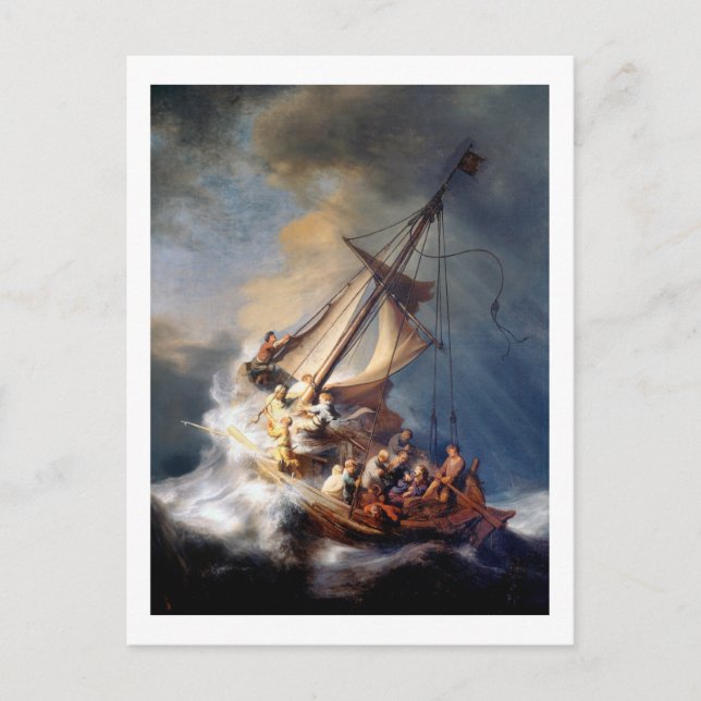 Carte Postale Christ dans la mer de tempête de Galilée (Devant)