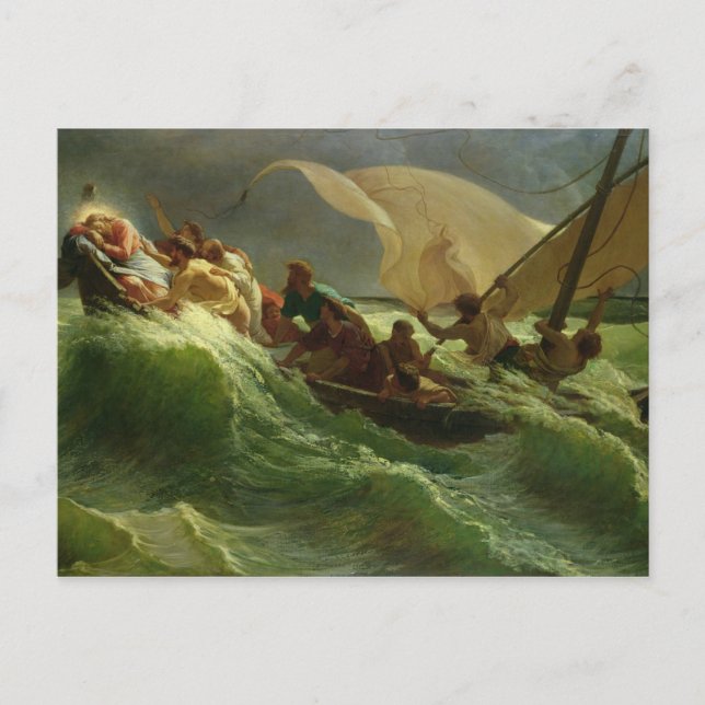 Carte Postale Christ endormi dans son bateau (Devant)