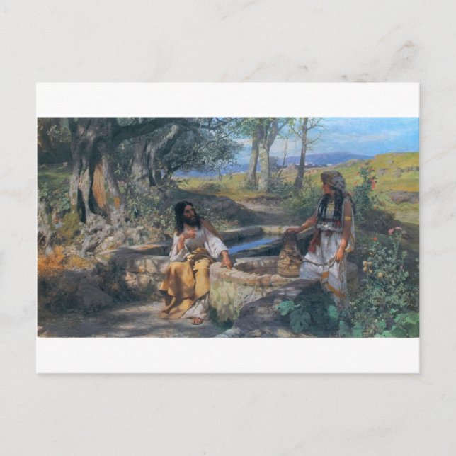 Carte Postale Christ et femme samaritaine vers 1890 (Devant)