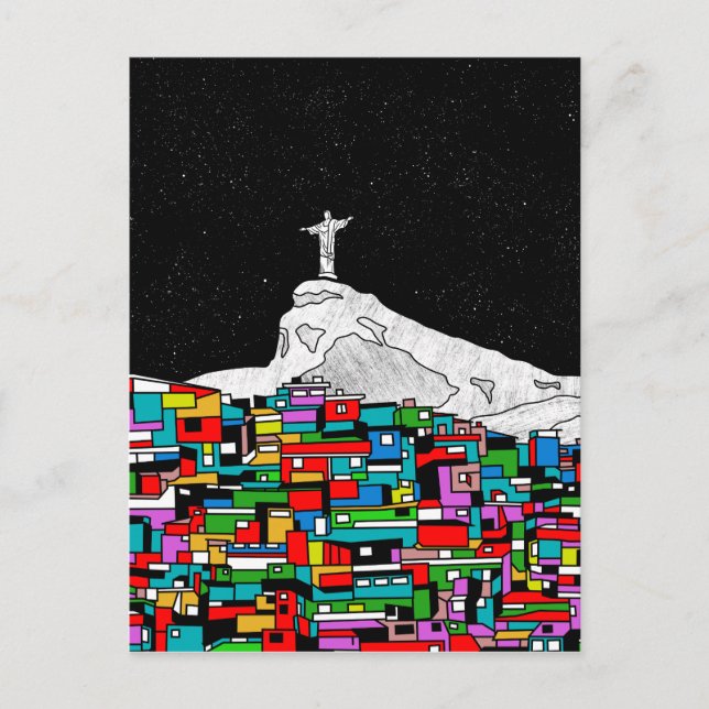 Carte Postale Christ le Rédempteur Favela (Devant)