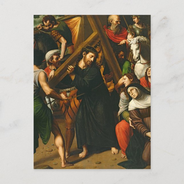 Carte Postale Christ porte la croix (Devant)