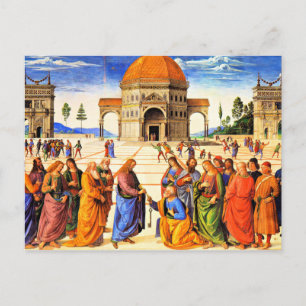 Carte Postale Christ Poser les clés à saint Pierre, art