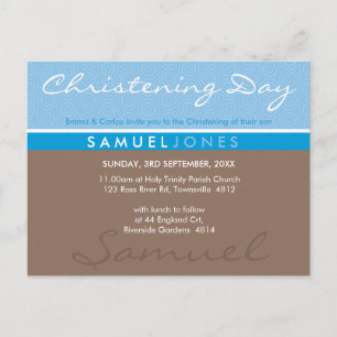 Carte Postale CHRISTENING INVITATION tout simplement super bleu