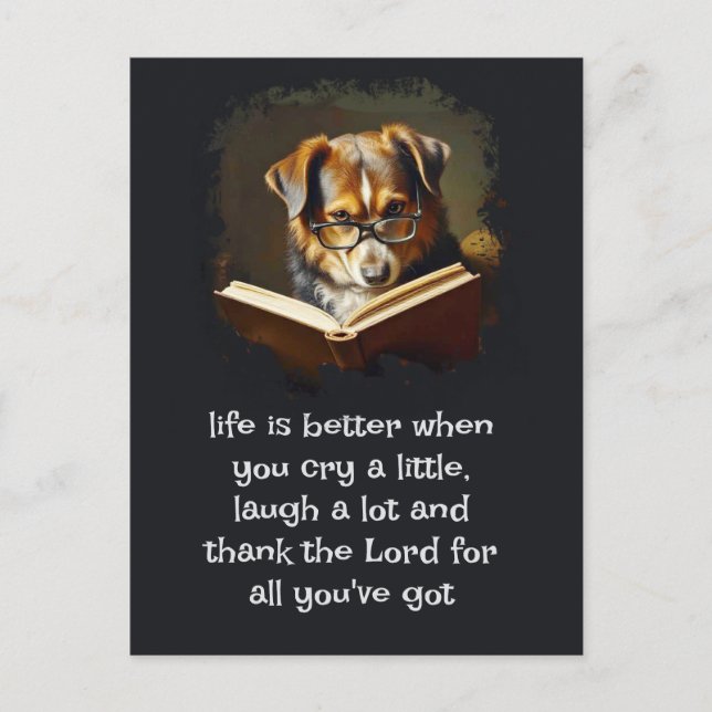 Carte Postale Christian Advice Fun Wise Dog Life est meilleur (Devant)