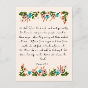 Carte Postale Christian Citation Art - Psaume 37:7-9