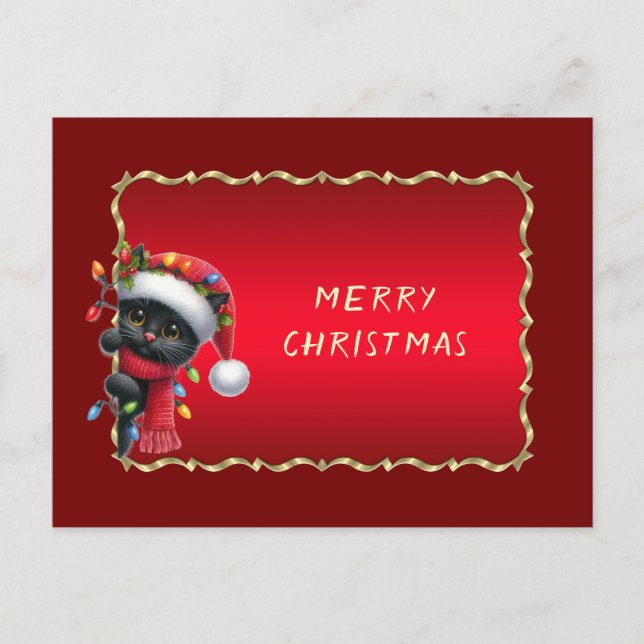 Carte Postale Christmas Black Cat Holiday (Devant)
