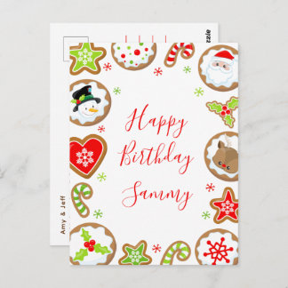 Carte Postale Christmas Cookies Red and Green Happy Birthday