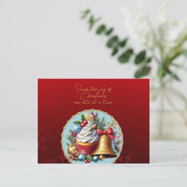 Carte Postale Christmas Cupcakes Savor the Joy (Debout devant)