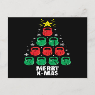 Carte Postale Christmas Funny Kettlebells Tree Holiday Workout