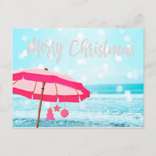 Carte Postale Christmas Holiday Sunshine Beach Scène Parapluie