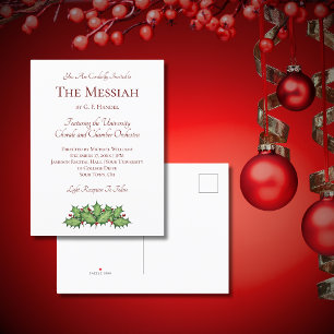 Carte Postale Christmas Holly Classique Music Concert Invitation