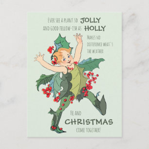 Carte Postale Christmas Holly enfant Elizabeth Gordon CC1076
