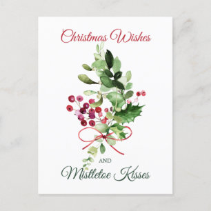 Carte postale Christmas Holly Mistletoe Red Berry