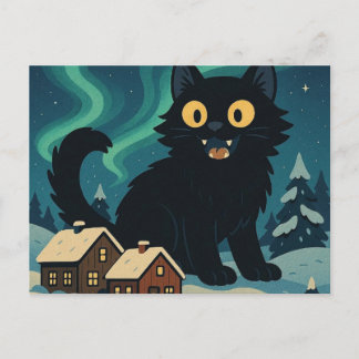 Carte Postale Christmas Icelandic Yule Cat with Northern Lights