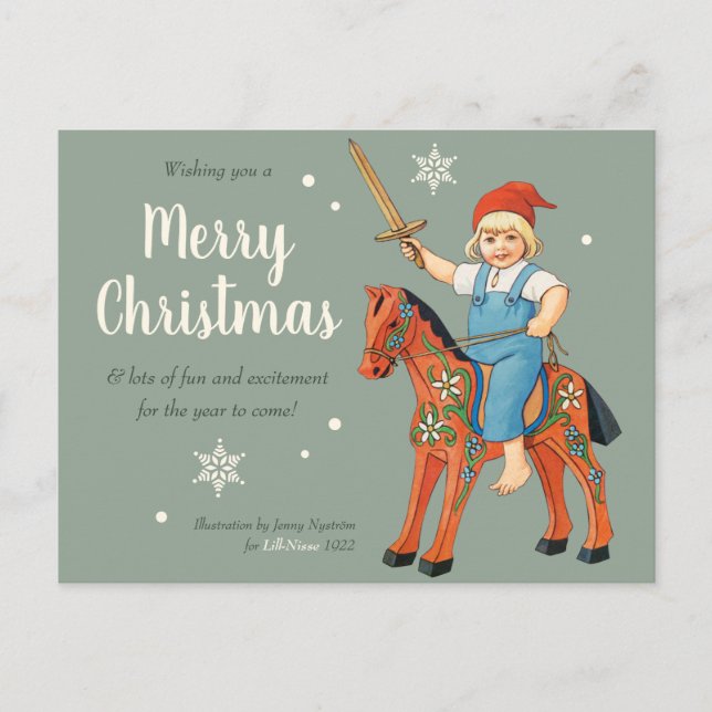 Carte Postale Christmas Jenny Nyström Lill-Nisse équitation CC03 (Devant)