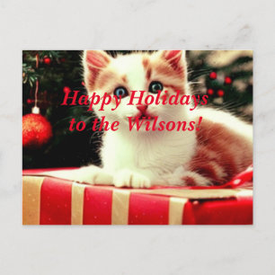 Carte postale Christmas Kitten Happy Holidays