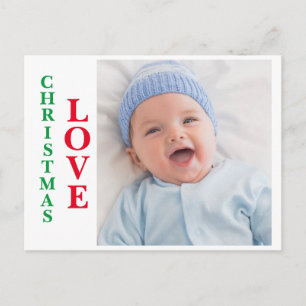 Carte Postale Christmas Love Photo Red Green Typography Holiday