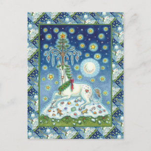 CARTE POSTALE CHRISTMAS UNICORN, MAGIQUE HORN TREE, IMAGINAIRE H