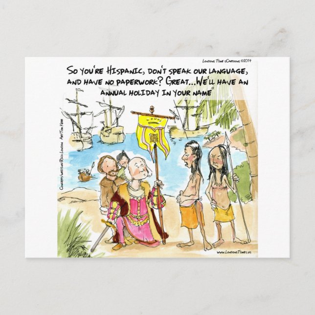 Carte Postale Christophe Colomb Immigre En Amérique Drôle (Devant)