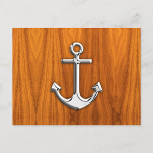 Carte Postale Chrome Comme Ancre sur la plaque de teck