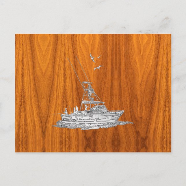 Carte Postale Chrome Comme bateau de pêche sur bois de teck (Devant)