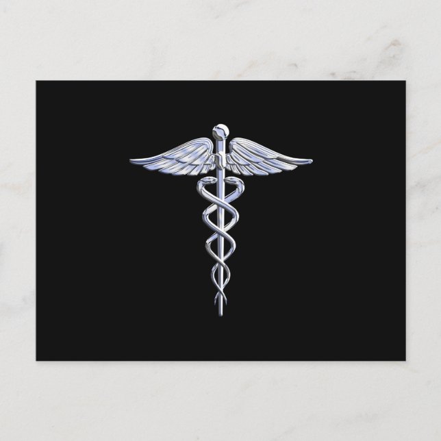 Carte Postale Chrome Comme Caduceus Symbole Médicale (Devant)