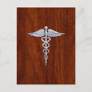 Carte Postale Chrome Comme Caduceus Symbole Médicale Mahogany Br