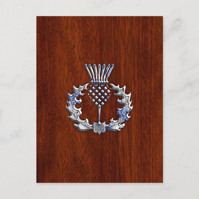 Carte Postale Chrome comme le chardon sur le style en bois d'aca (Devant)