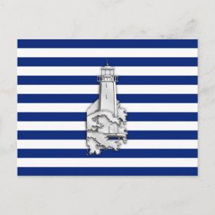 Carte Postale Chrome comme phare sur les rayures nautiques