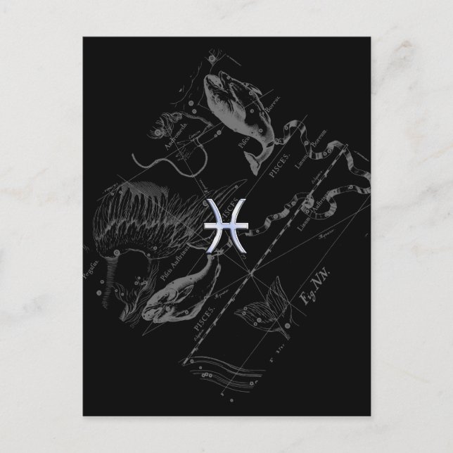 Carte Postale Chrome comme Pisces Zodiac Connexion Hevelius 1690 (Devant)