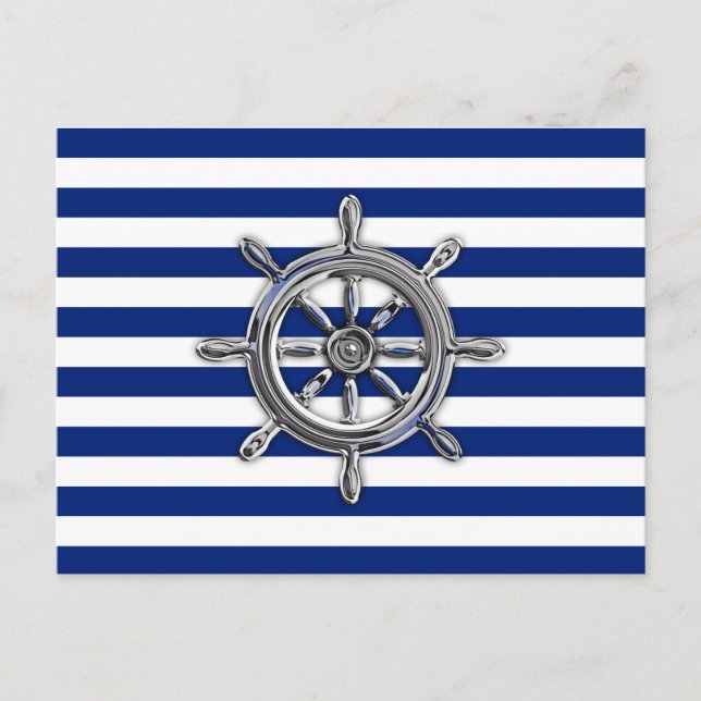 Carte Postale Chrome Comme Roue sur les rayures nautiques (Devant)