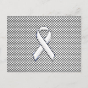 Carte Postale Chrome Comme White Ribbon Sensibilisation Fibre de