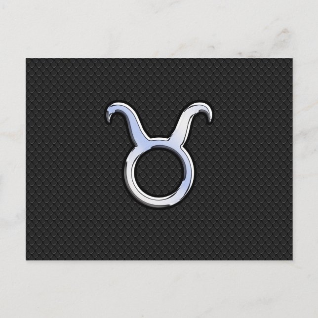 Carte Postale Chrome Like Taurus Zodiac Sign on Black Snake Skin (Devant)