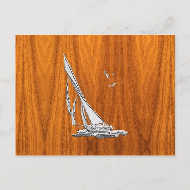 Carte Postale Chrome Regatta Voilier sur les styles de Veneer de (Devant)