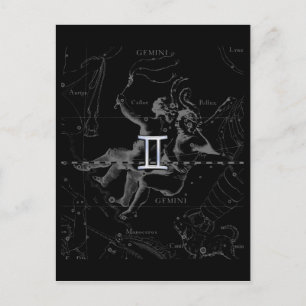 Carte Postale Chrome Style Gemini Zodiac Connexion Hevelius