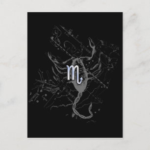 Carte Postale Chrome Style Scorpio Zodiac Symbole sur Hevelius