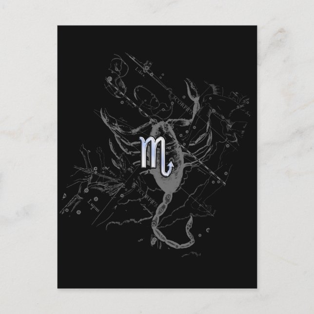 Carte Postale Chrome Style Scorpio Zodiac Symbole sur Hevelius (Devant)