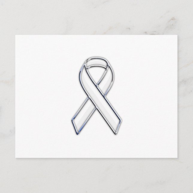 Carte Postale Chrome Style White Ribbon Awareness (Devant)