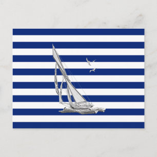 Carte Postale Chrome voile sur les bandes marines