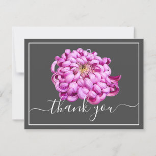 Carte Postale Chrysanthème Décoratif Rose Exquis Merci