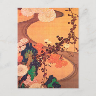 Carte Postale Chrysanthèmes par un ruisseau avec des rochers (17