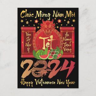 Carte Postale Chuc Mung Nam Moi Bonne Année Vietnamienne 2024