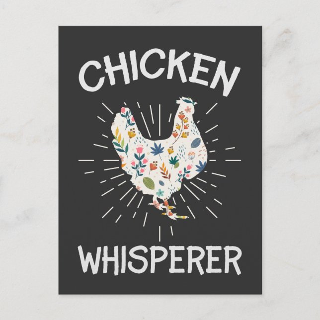 Carte Postale chuchotement de poulet drôle poule éleveur de vola (Devant)