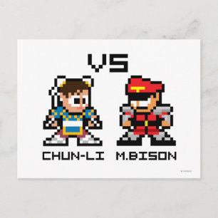 Carte Postale Chun-Li 8 bits VS M.Bison